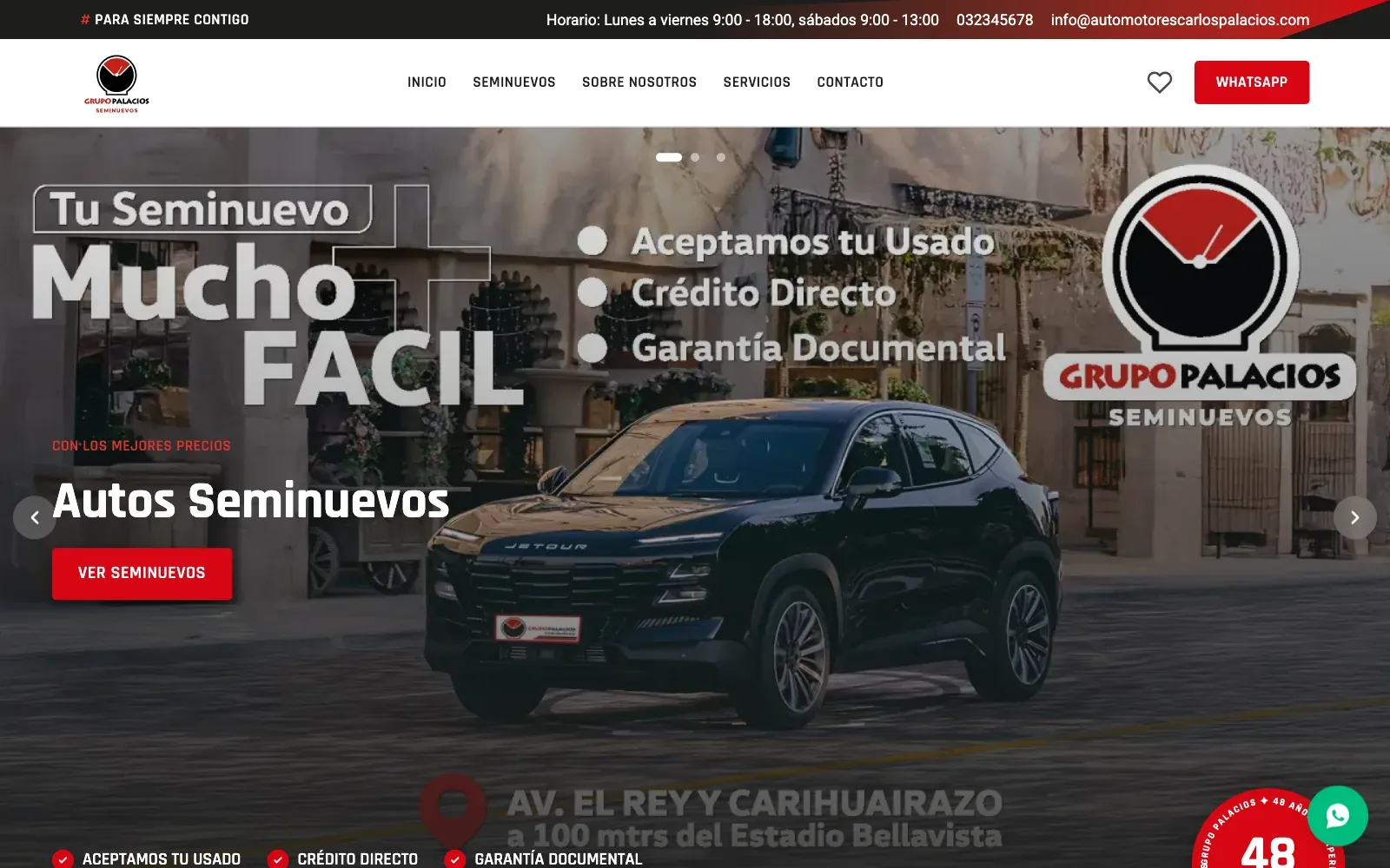 Captura del sitio web de Automotores Carlos Palacios (automotorescarlospalacios.com)
