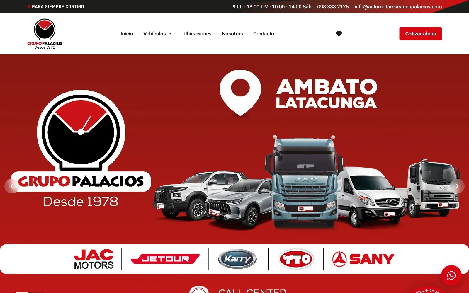 Captura del sitio web de Grupo Palacios (grupopalacios.com.ec)