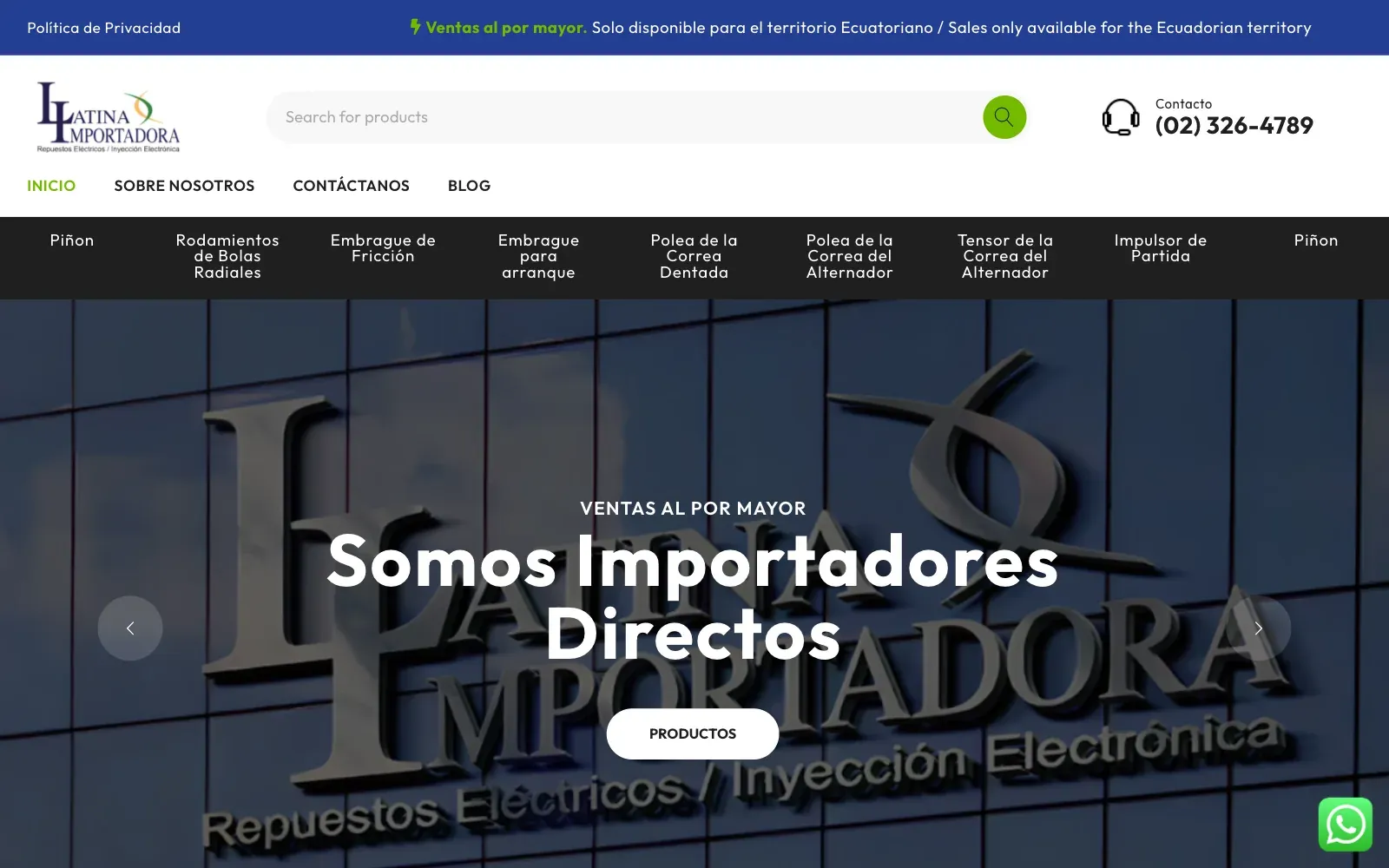 Captura del sitio web de Latina Importadora (latinaimportadora.ec)
